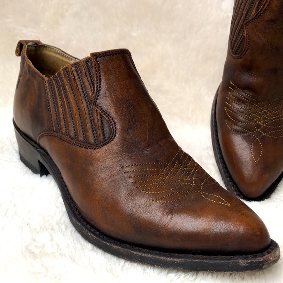 Frye Billy Leather Ankle Western Point Toe Mule Boot Shootie 7.5 - Picture 1 of 14